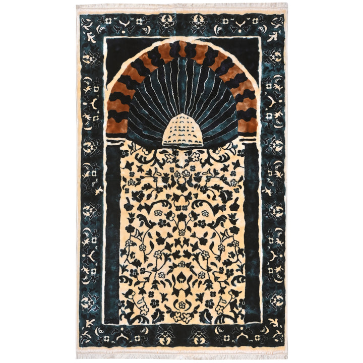 CHARCOAL Floral Turkish Prayer Rug 2.5x4 FT
