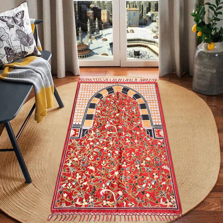 Red Floral Turkish Prayer Rug 2.5x4 FT