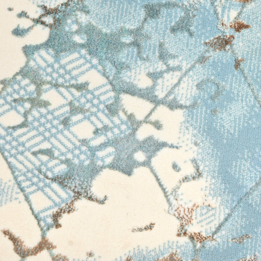 Sky Blue Geometric Turkish Rug 2.5x5 Ft