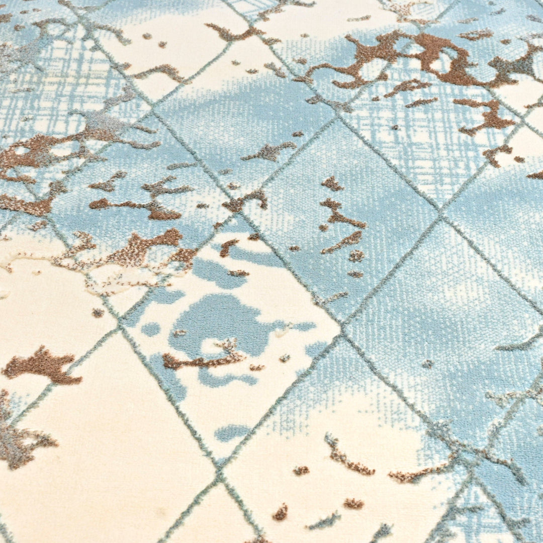 Sky Blue Geometric Turkish Rug 2.5x5 Ft