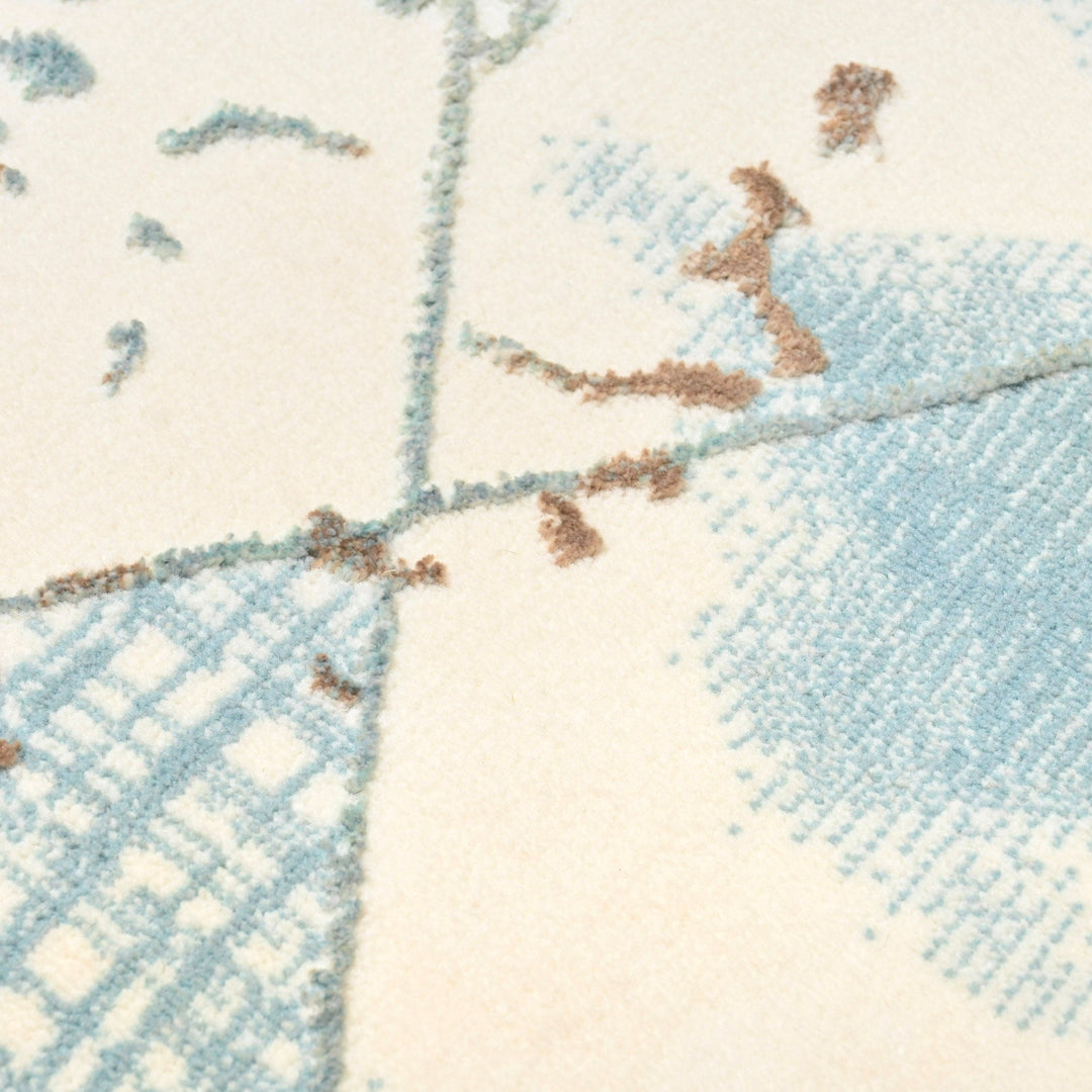 Sky Blue Geometric Turkish Rug 2.5x5 Ft