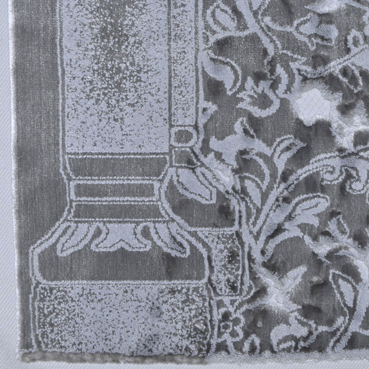 Silver Embossed Turkish Prayer Rug 2.5x4 FT
