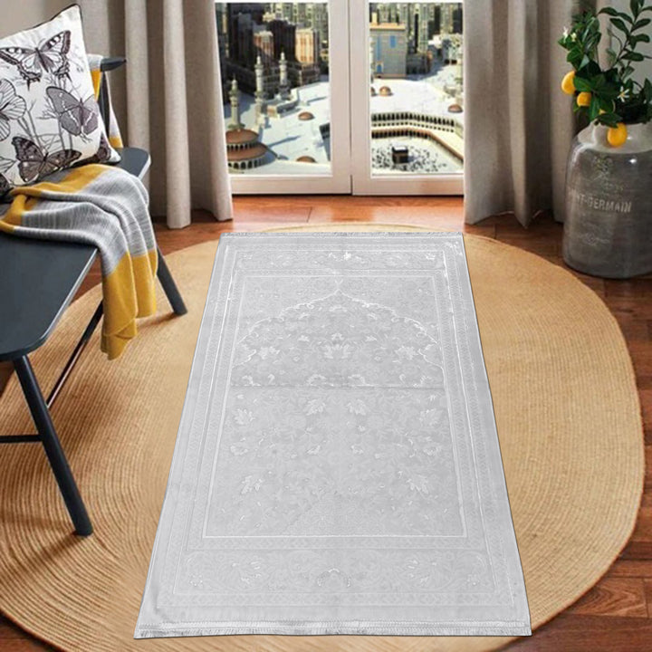 Silver Embossed Turkish Prayer Rug 2.5x4 FT