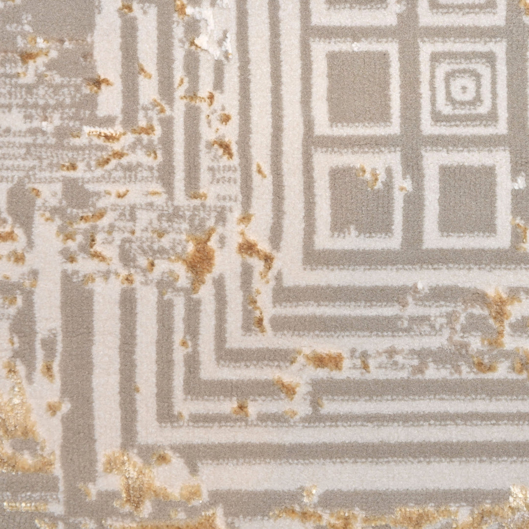 Grey & Gold Abstract Turkish Rug 4x6 Ft