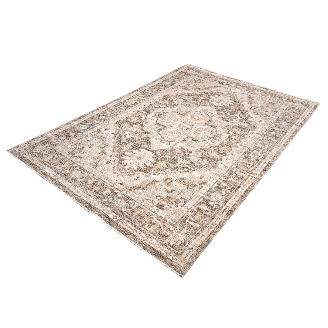 Light Beige Floral Turkish Rug 5x8 Ft