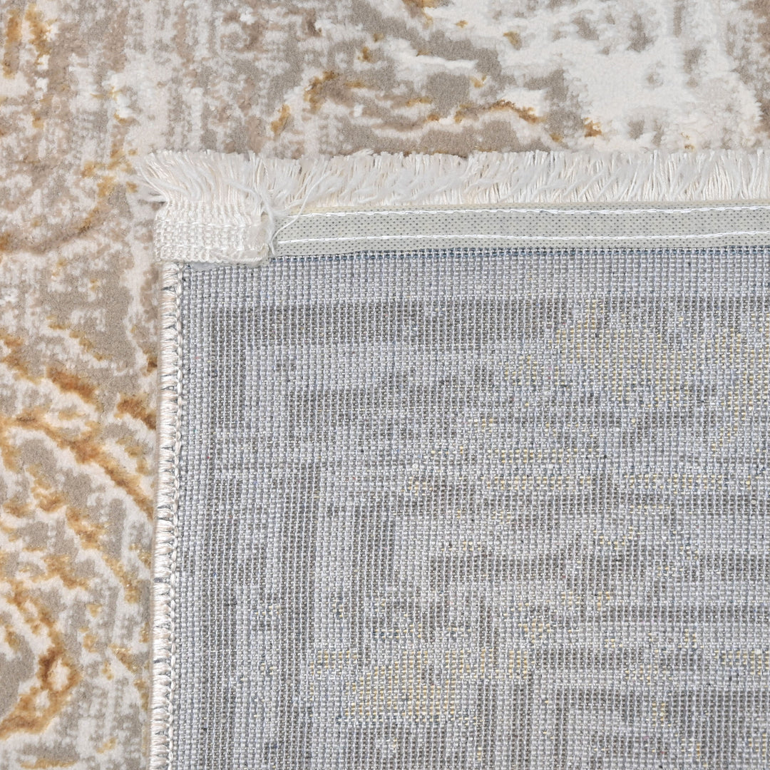 Grey & Gold Abstract Turkish Rug 4x6 Ft