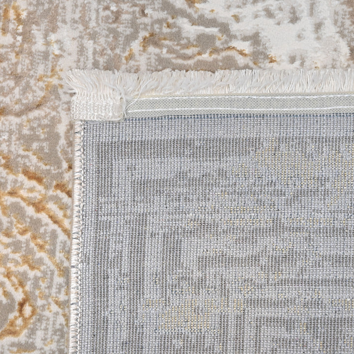 Grey & Gold Abstract Turkish Rug 4x6 Ft