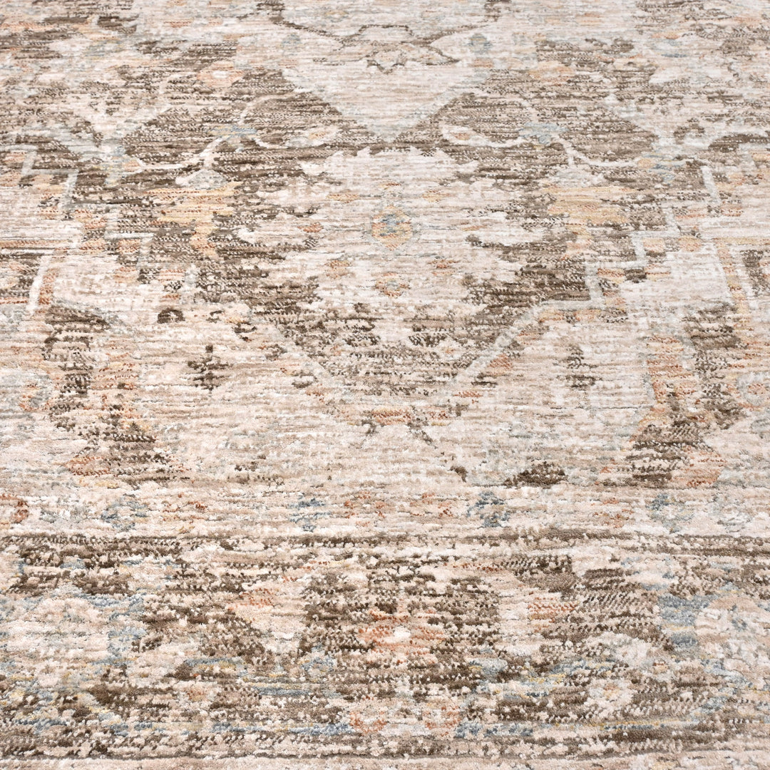 Light Beige Floral Turkish Rug 5x8 Ft