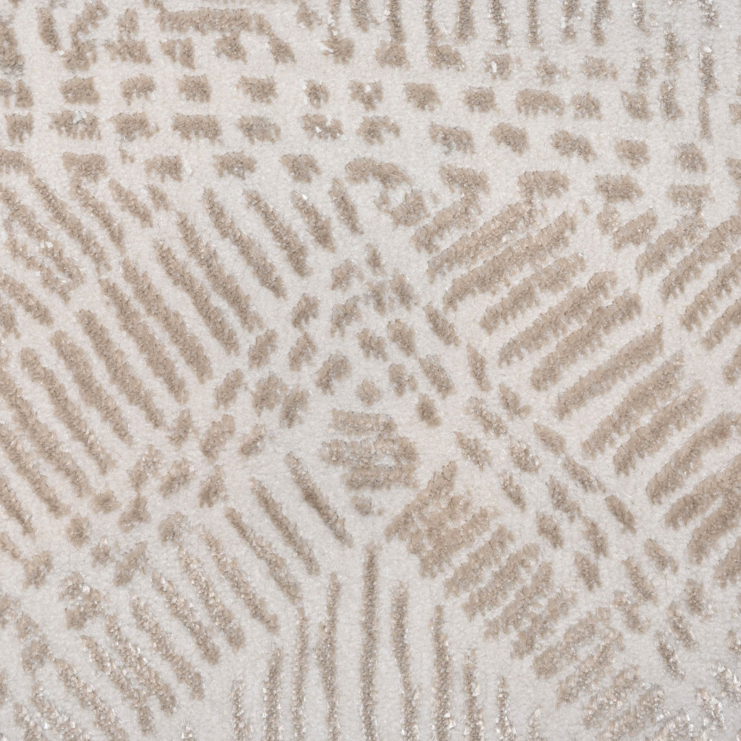 Beige & White Abstract Turkish Rug 4x6 Ft