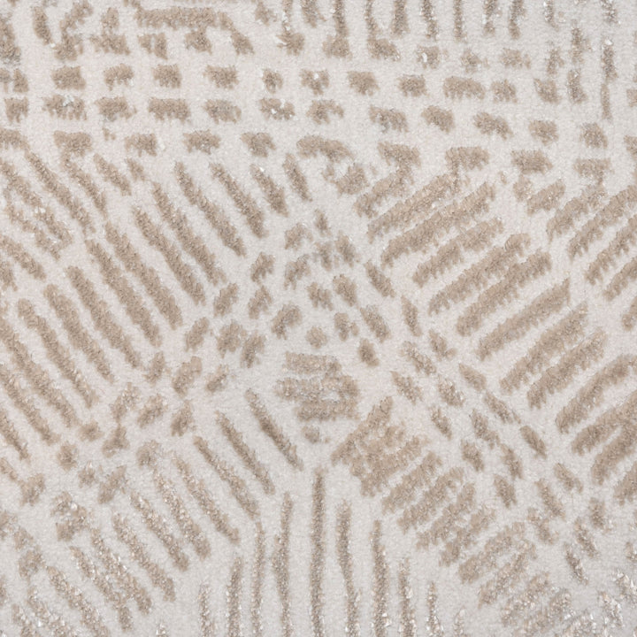 Beige & White Abstract Turkish Rug 4x6 Ft