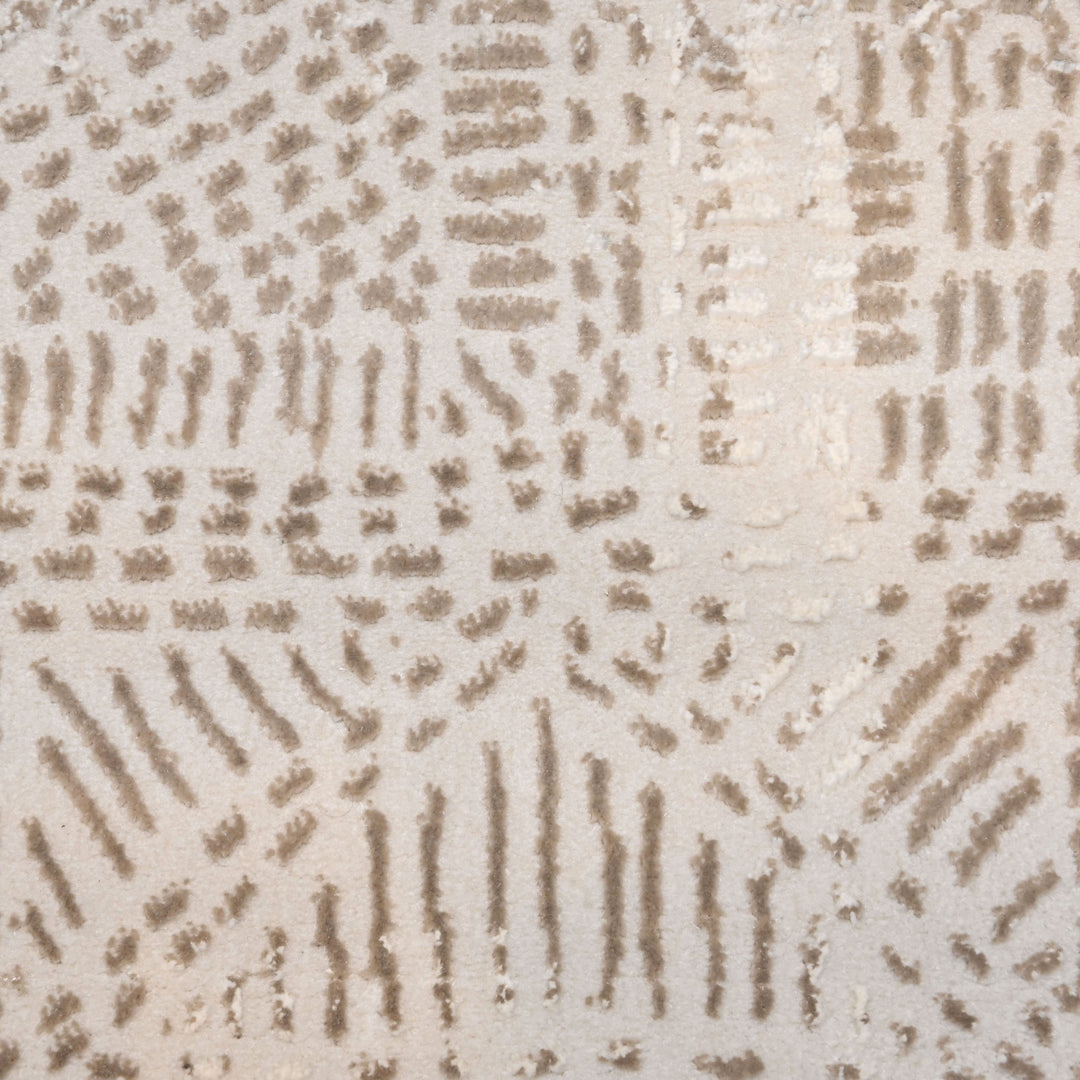 Beige & White Abstract Turkish Rug 4x6 Ft