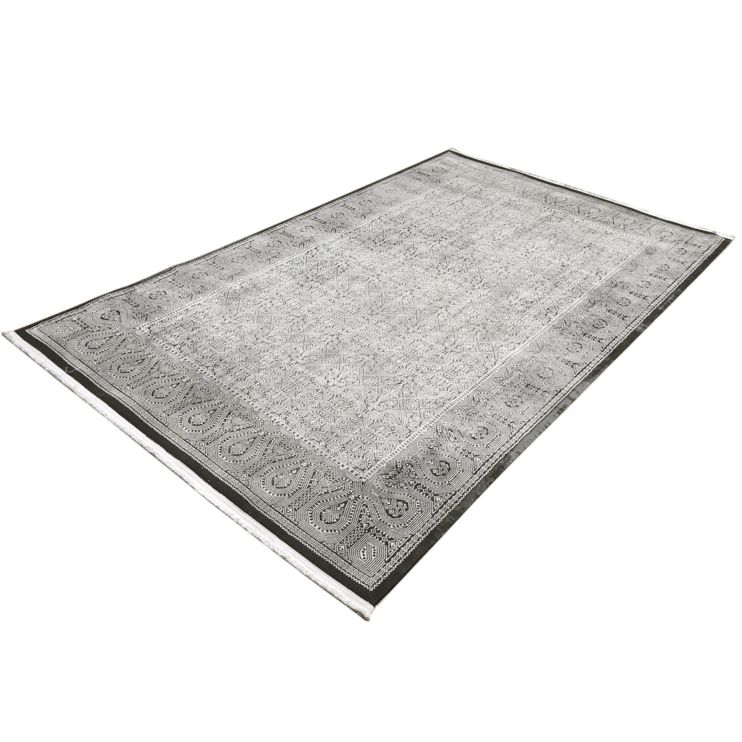 Grey Floral Turkish Rug 5X8 Ft