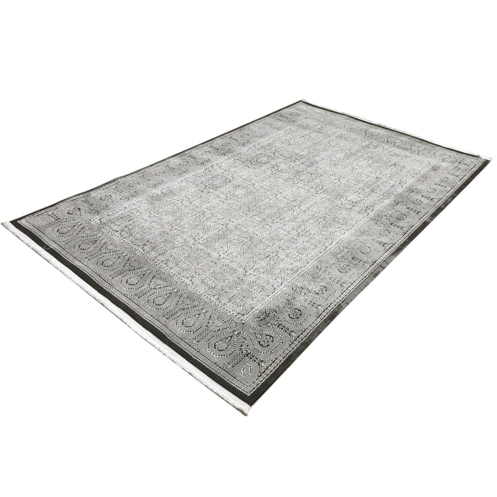 Grey Floral Turkish Rug 5X8 Ft