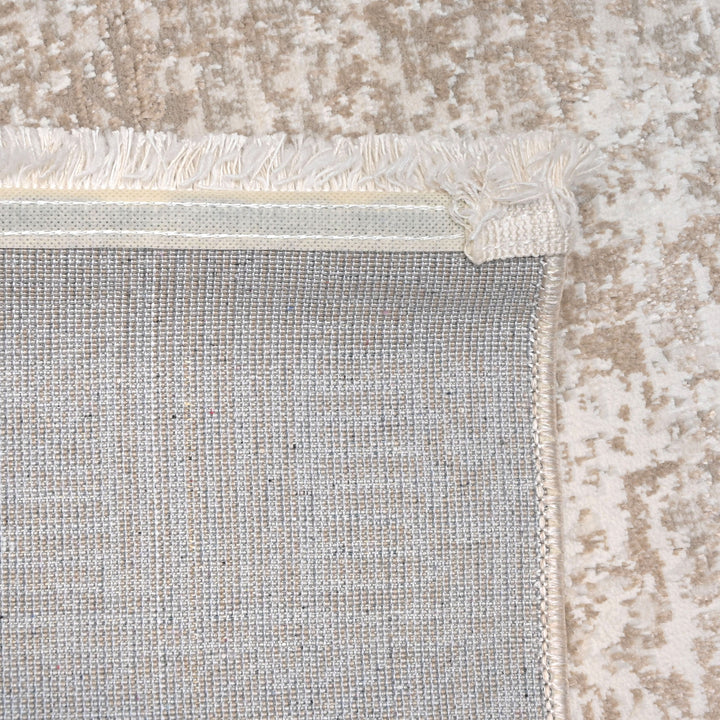 Beige & White Abstract Turkish Rug 4x6 Ft