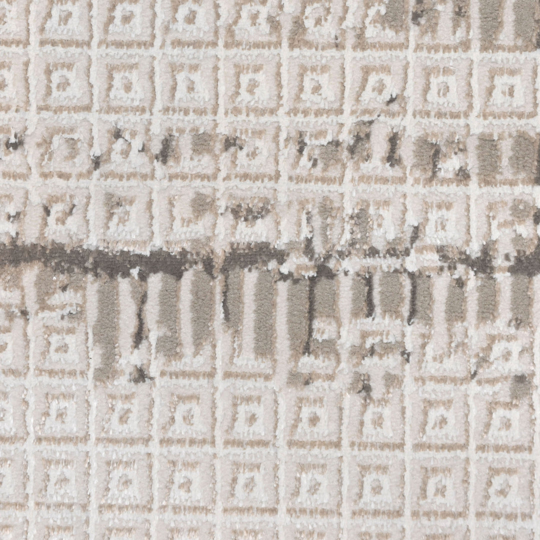 Grey & Beige Abstract Turkish Rug 4x6 Ft