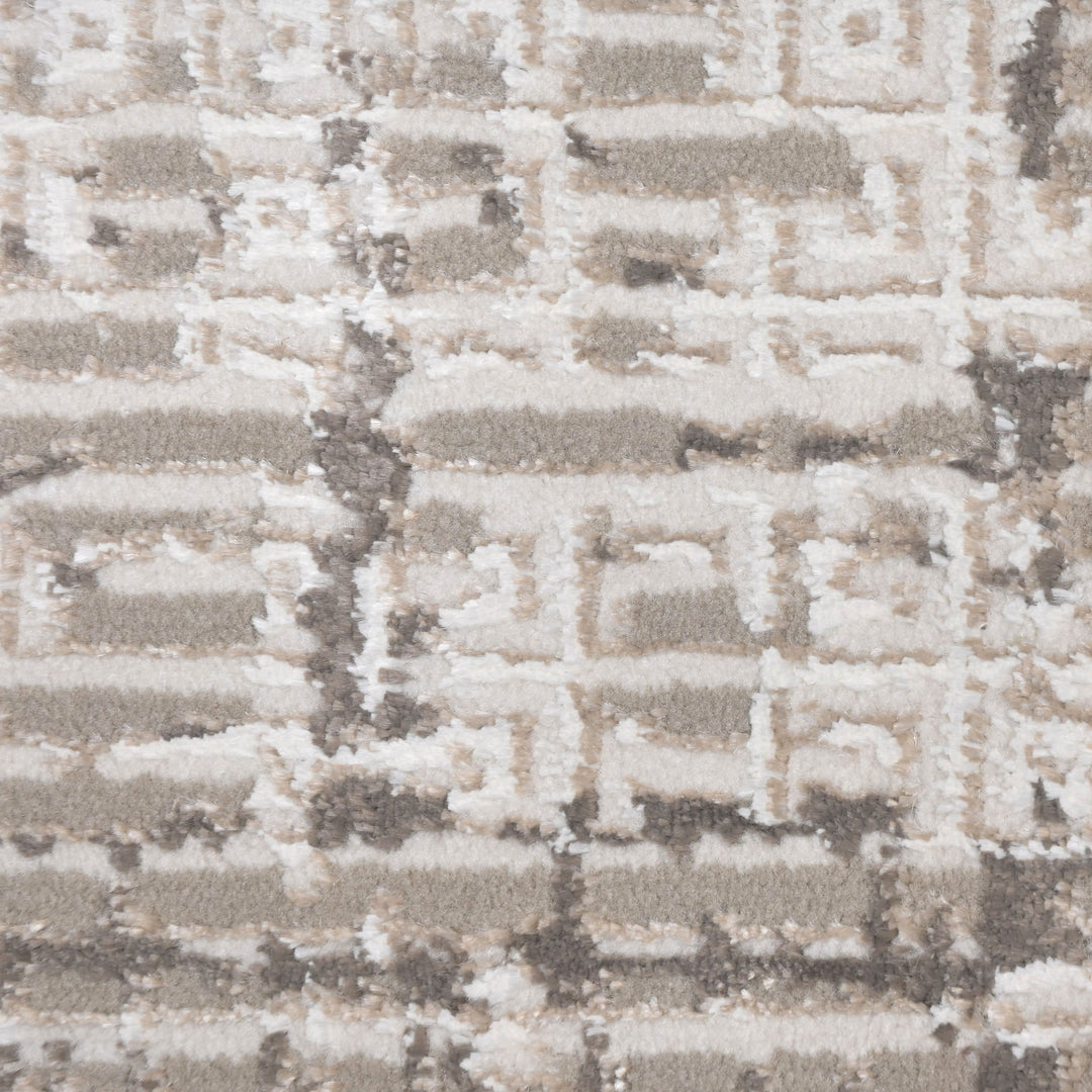 Grey & Beige Abstract Turkish Rug 4x6 Ft