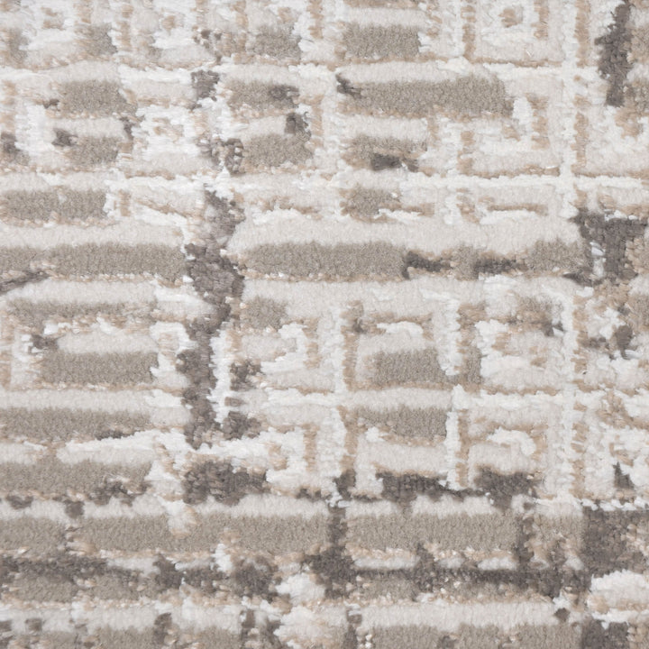 Grey & Beige Abstract Turkish Rug 4x6 Ft