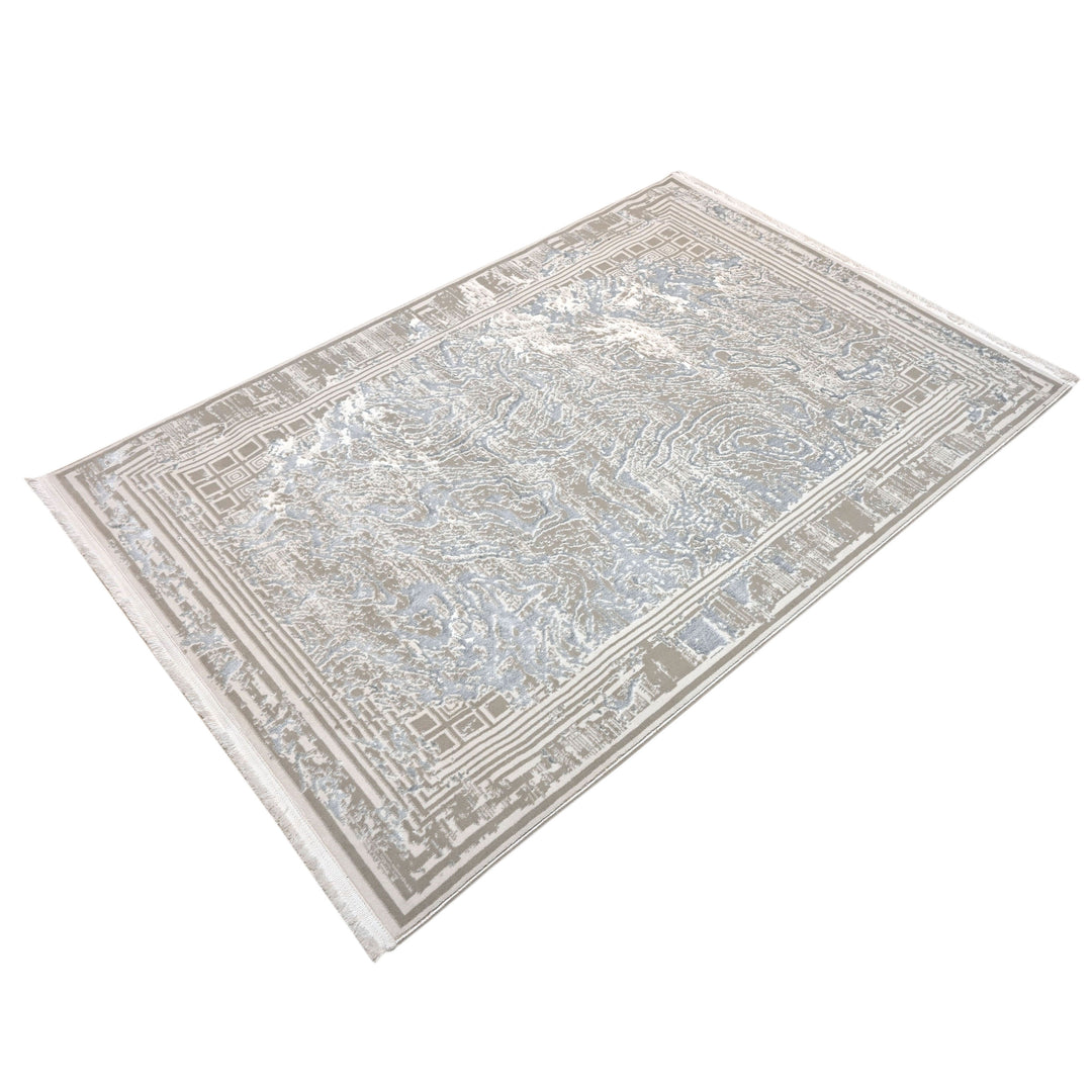 Grey & Beige Abstract Turkish Rug 4x6 Ft
