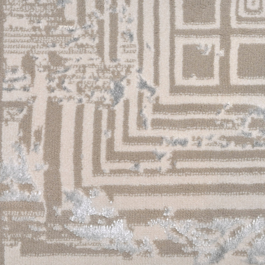 Grey & Beige Abstract Turkish Rug 4x6 Ft