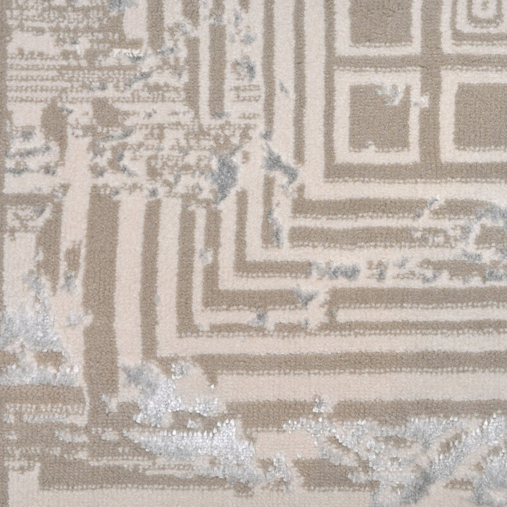 Grey & Beige Abstract Turkish Rug 4x6 Ft