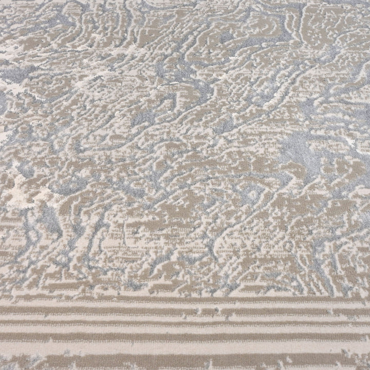 Grey & Beige Abstract Turkish Rug 4x6 Ft