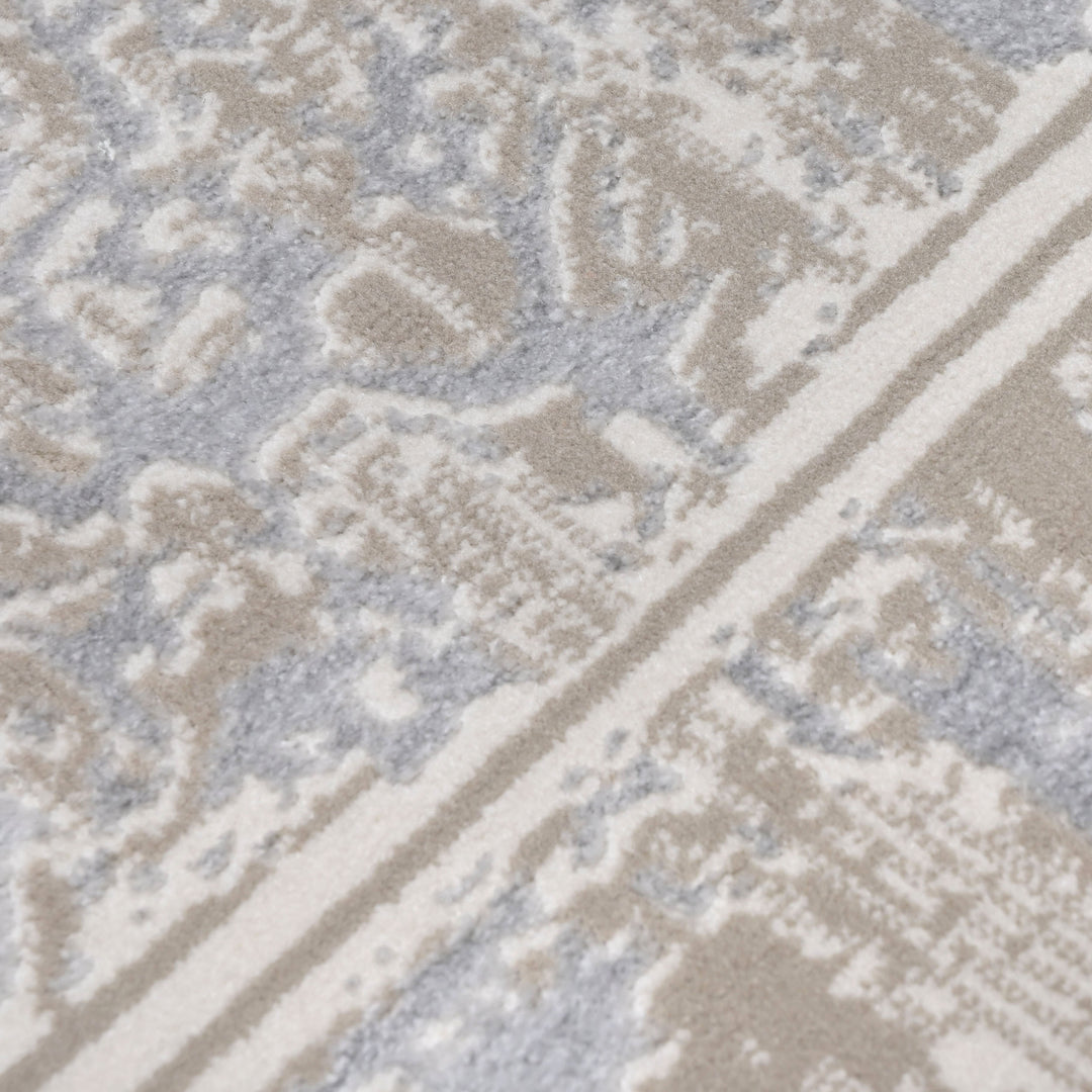 Grey & Beige Abstract Turkish Rug 4x6 Ft