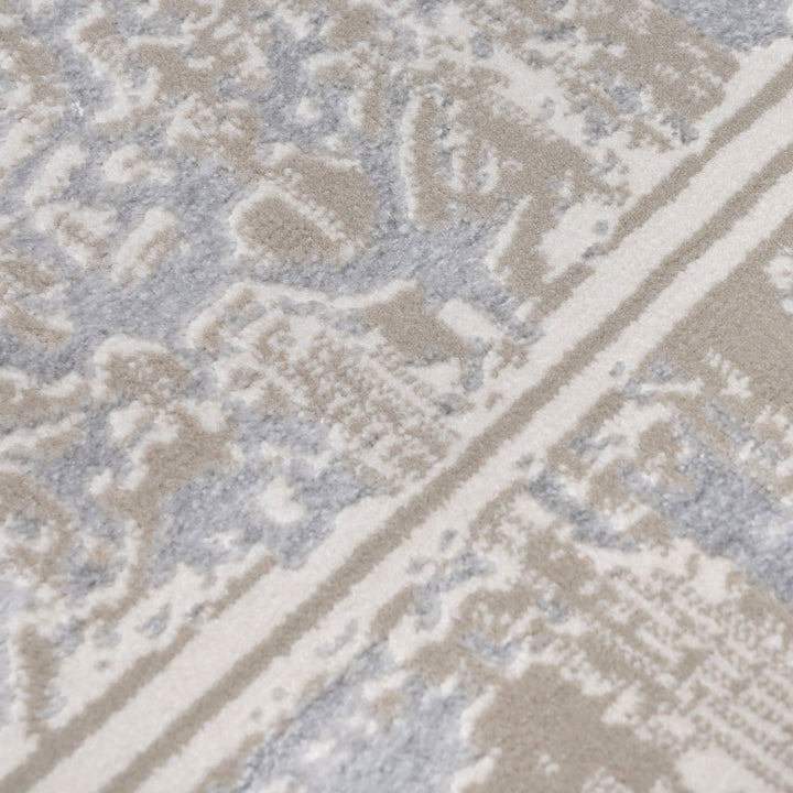 Grey & Beige Abstract Turkish Rug 4x6 Ft