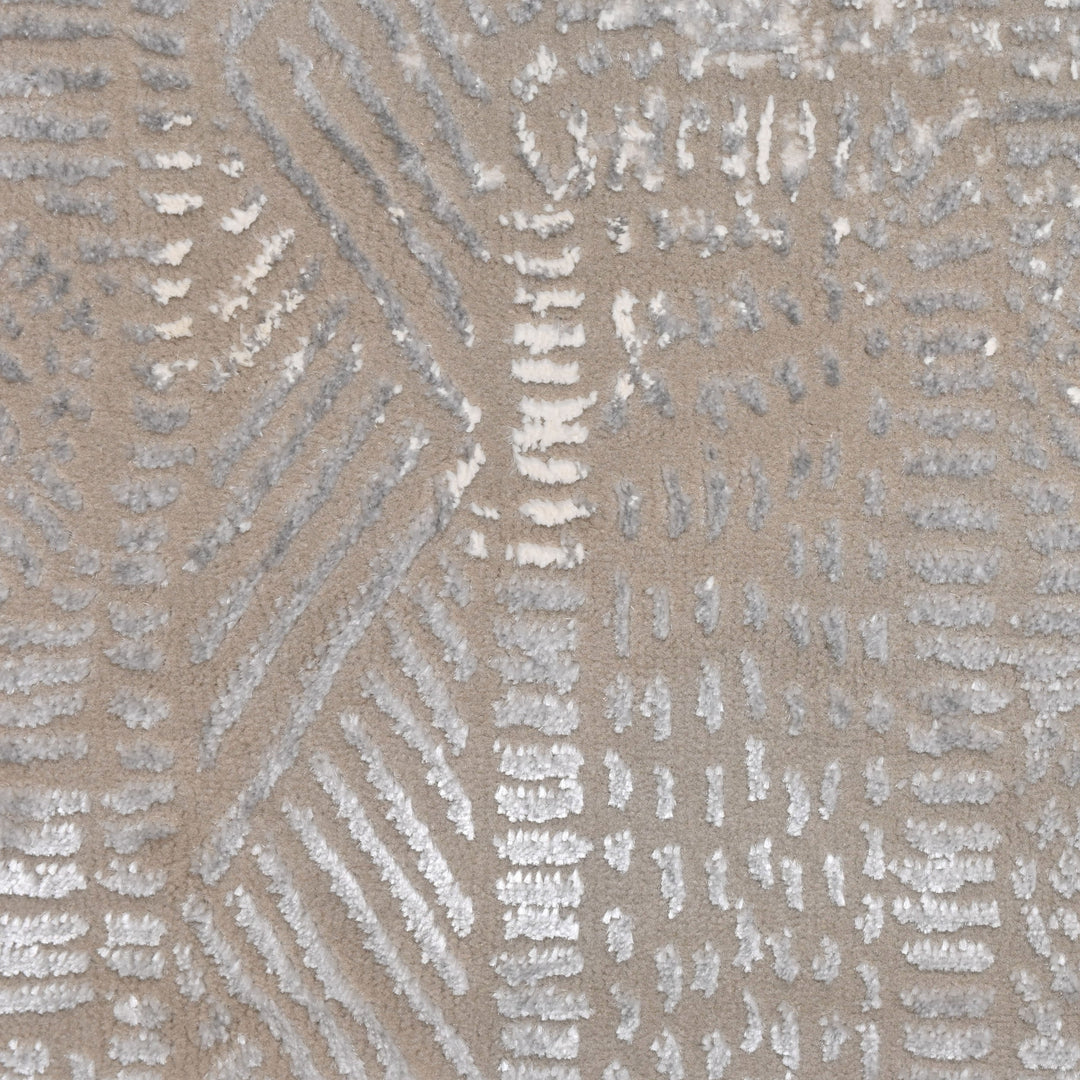 Grey & Silver Abstract Turkish Rug 4x6 Ft