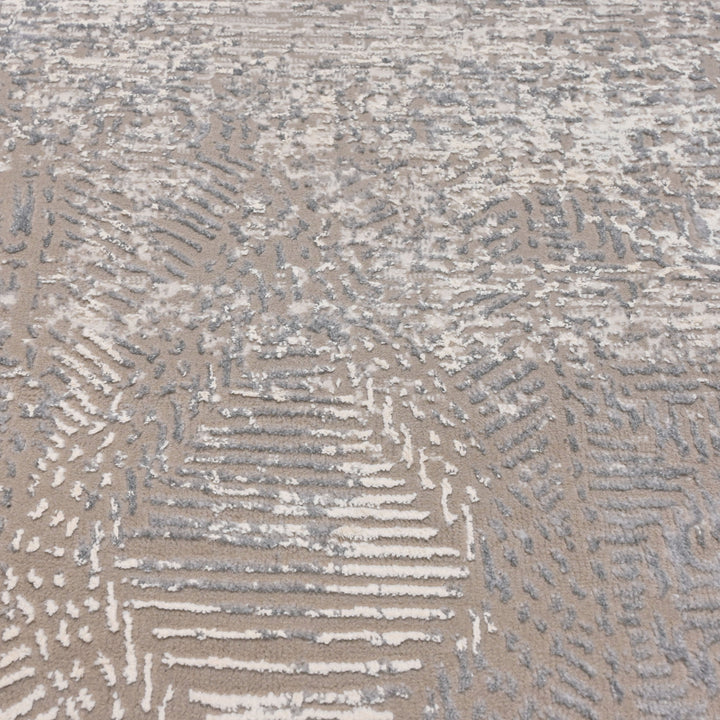 Grey & Silver Abstract Turkish Rug 4x6 Ft