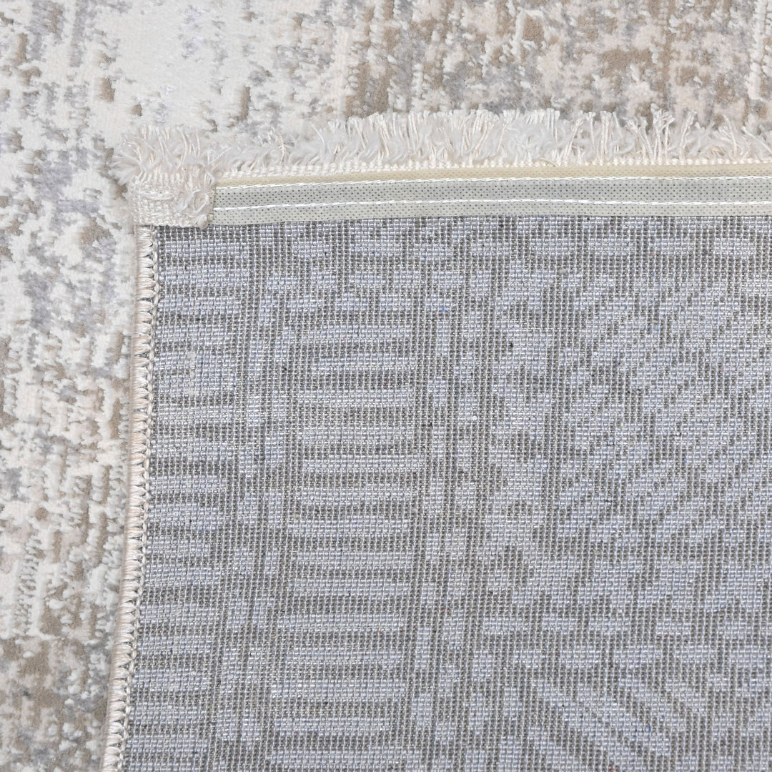 Grey & Silver Abstract Turkish Rug 4x6 Ft