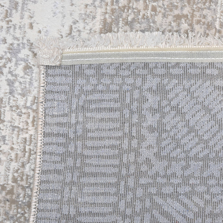 Grey & Silver Abstract Turkish Rug 4x6 Ft