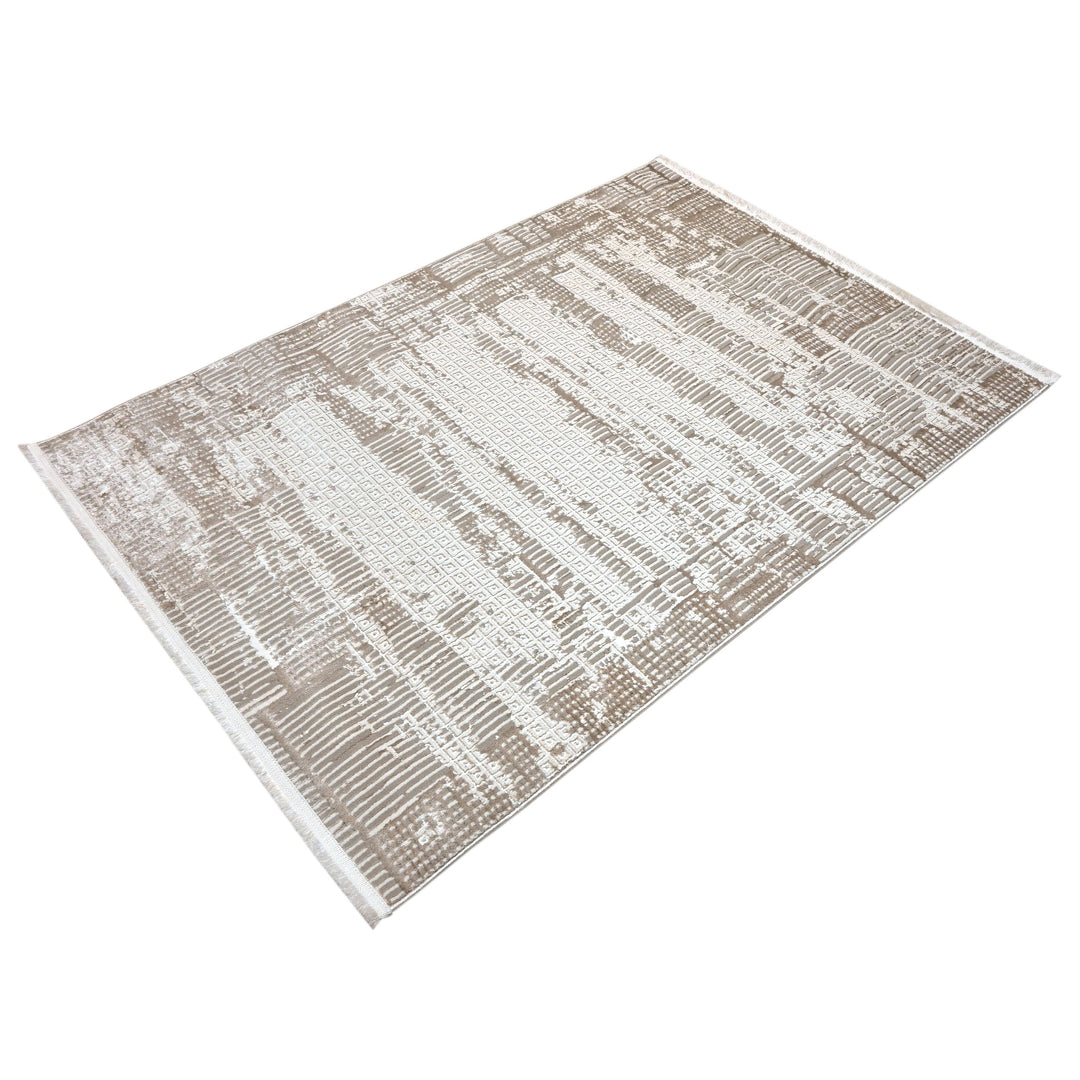 Grey & Beige Abstract Turkish Rug 4x6 Ft