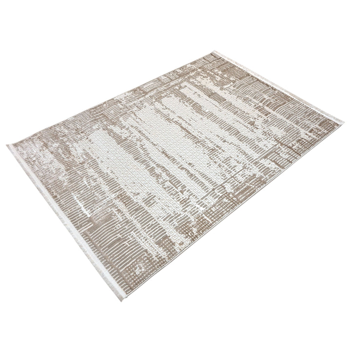 Grey & Beige Abstract Turkish Rug 4x6 Ft