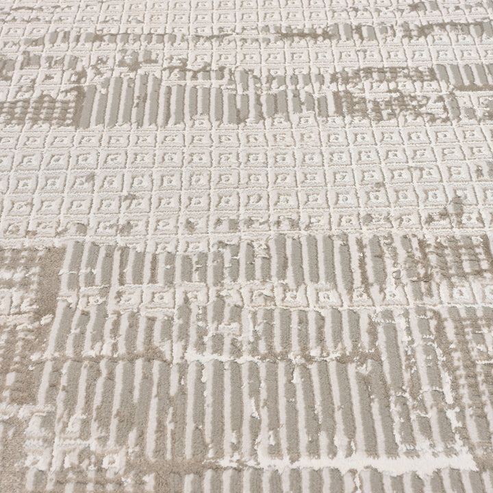 Grey & Beige Abstract Turkish Rug 4x6 Ft