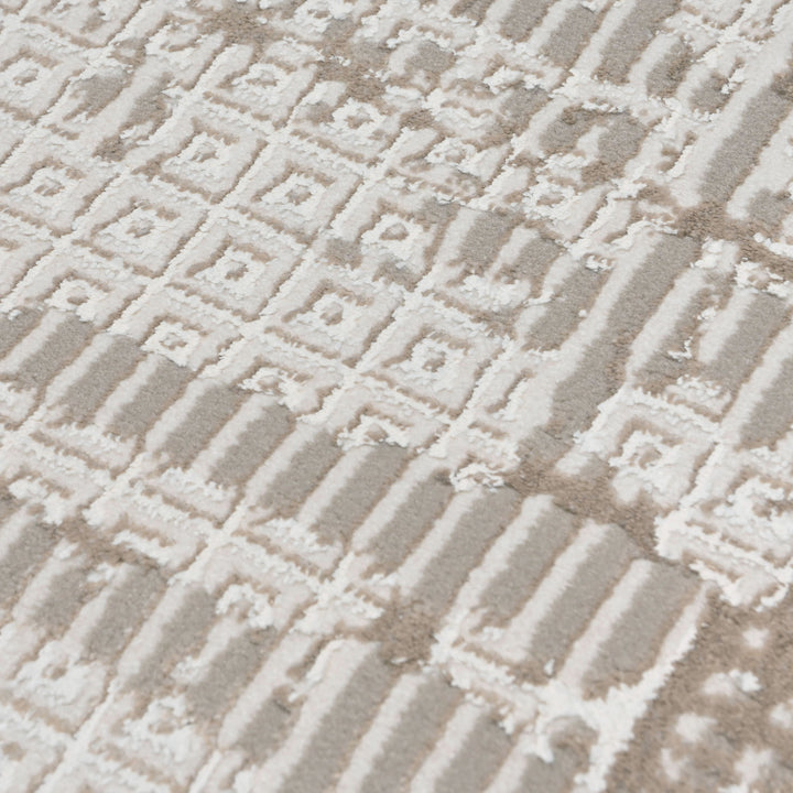 Grey & Beige Abstract Turkish Rug 4x6 Ft