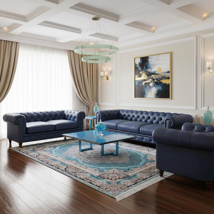 Bold turquoise Ferozi Super Persian Rug 7x10 FT