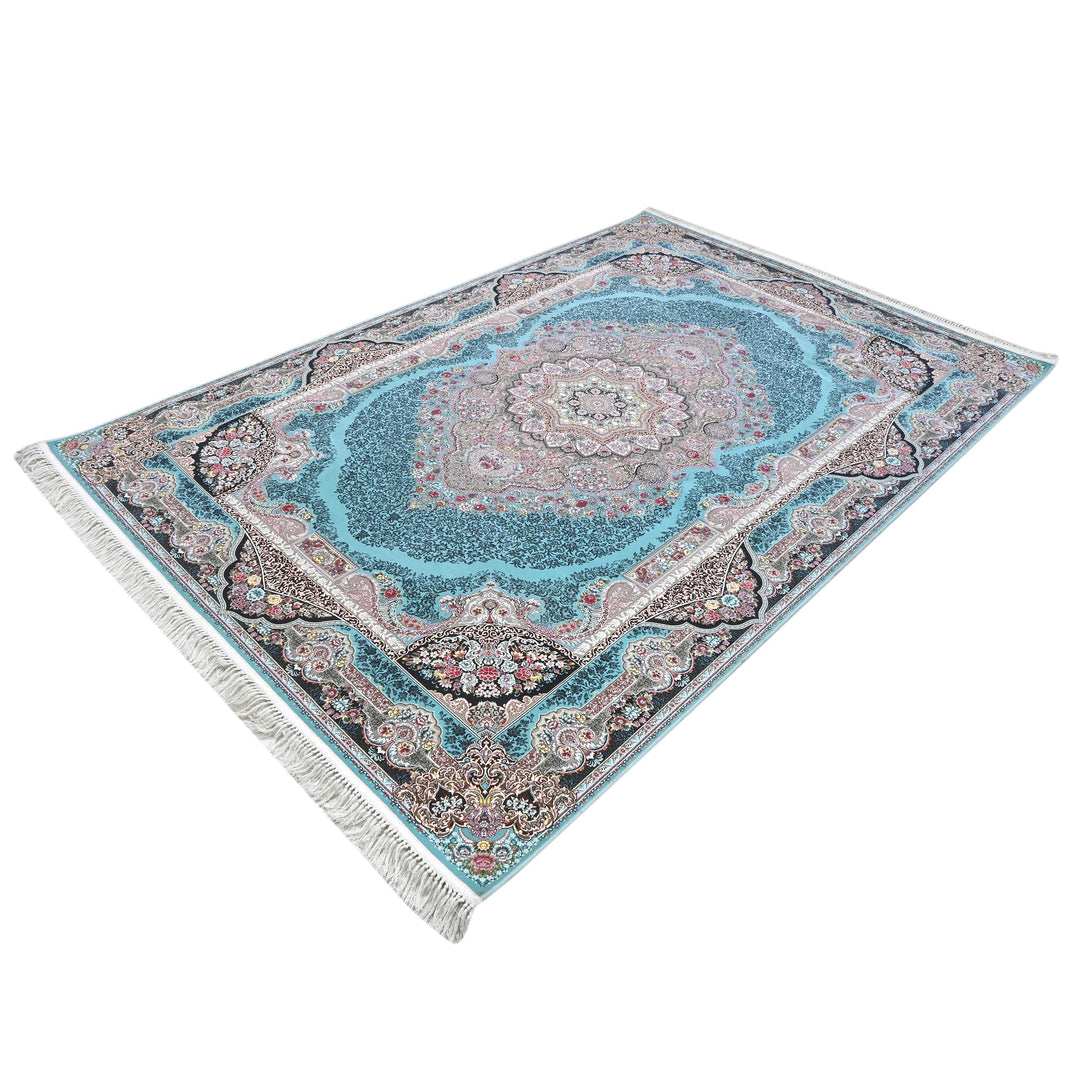 Bold turquoise Ferozi Super Persian Rug 7x10 FT