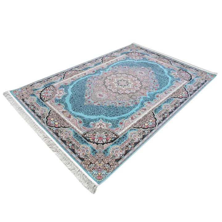 Bold turquoise Ferozi Super Persian Rug 7x10 FT
