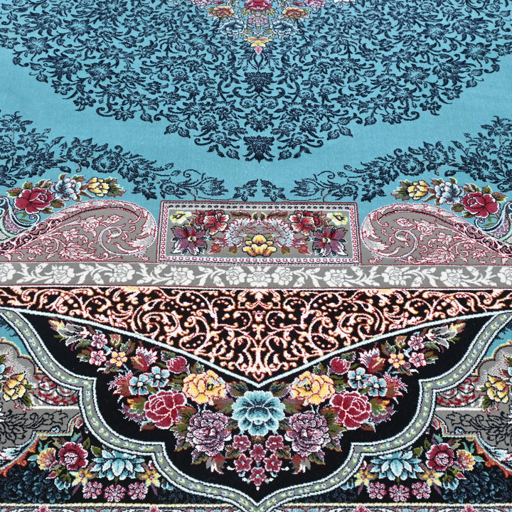 Bold turquoise Ferozi Super Persian Rug 7x10 FT