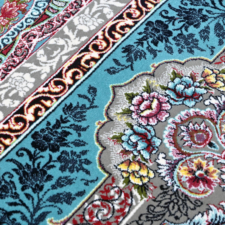 Bold turquoise Ferozi Super Persian Rug 7x10 FT