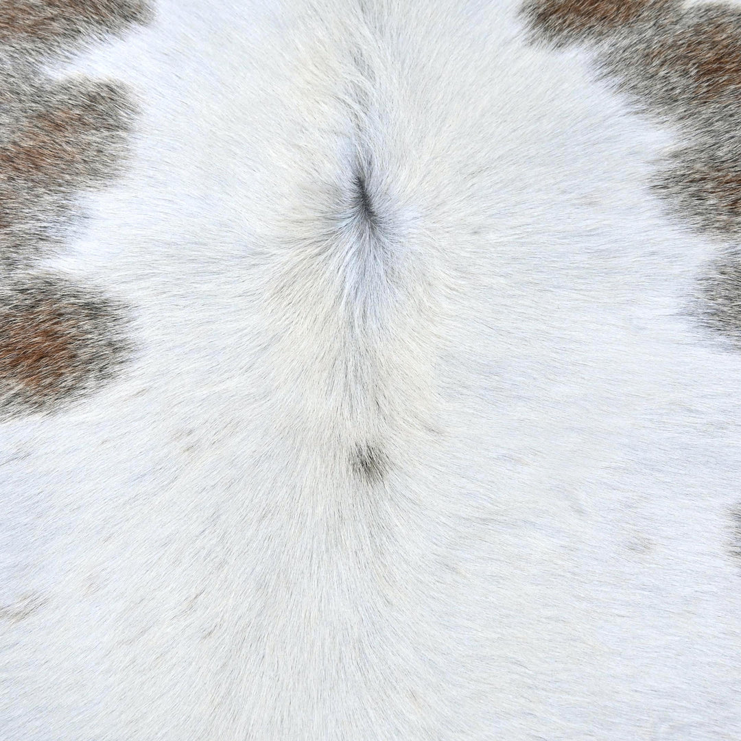 Grey and White Spotted Cowhide Rug 4.5x4.5 FT