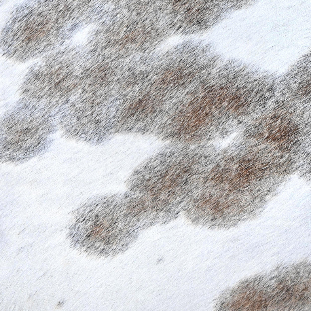 Grey and White Spotted Cowhide Rug 4.5x4.5 FT