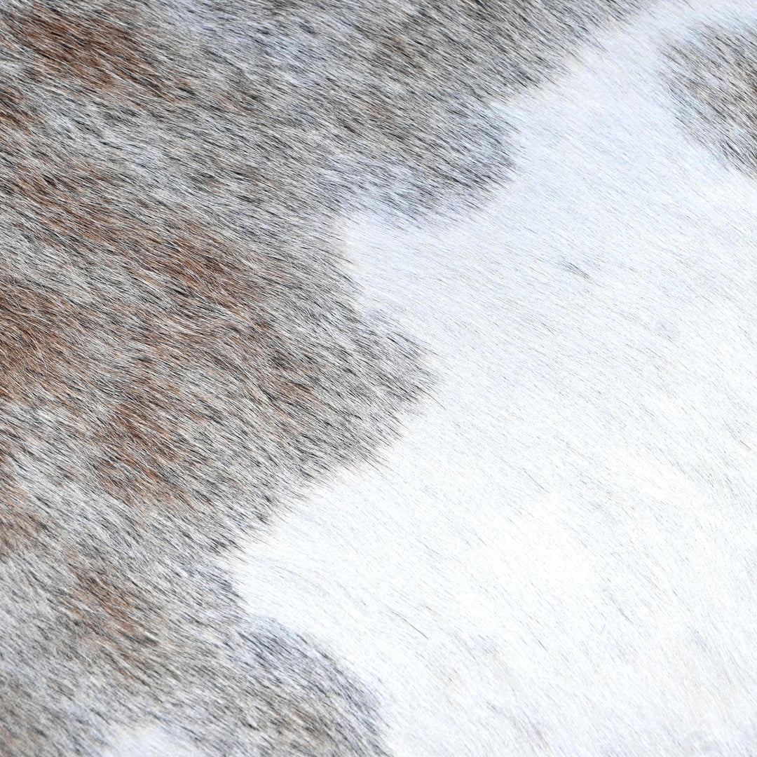 Grey and White Spotted Cowhide Rug 4.5x4.5 FT