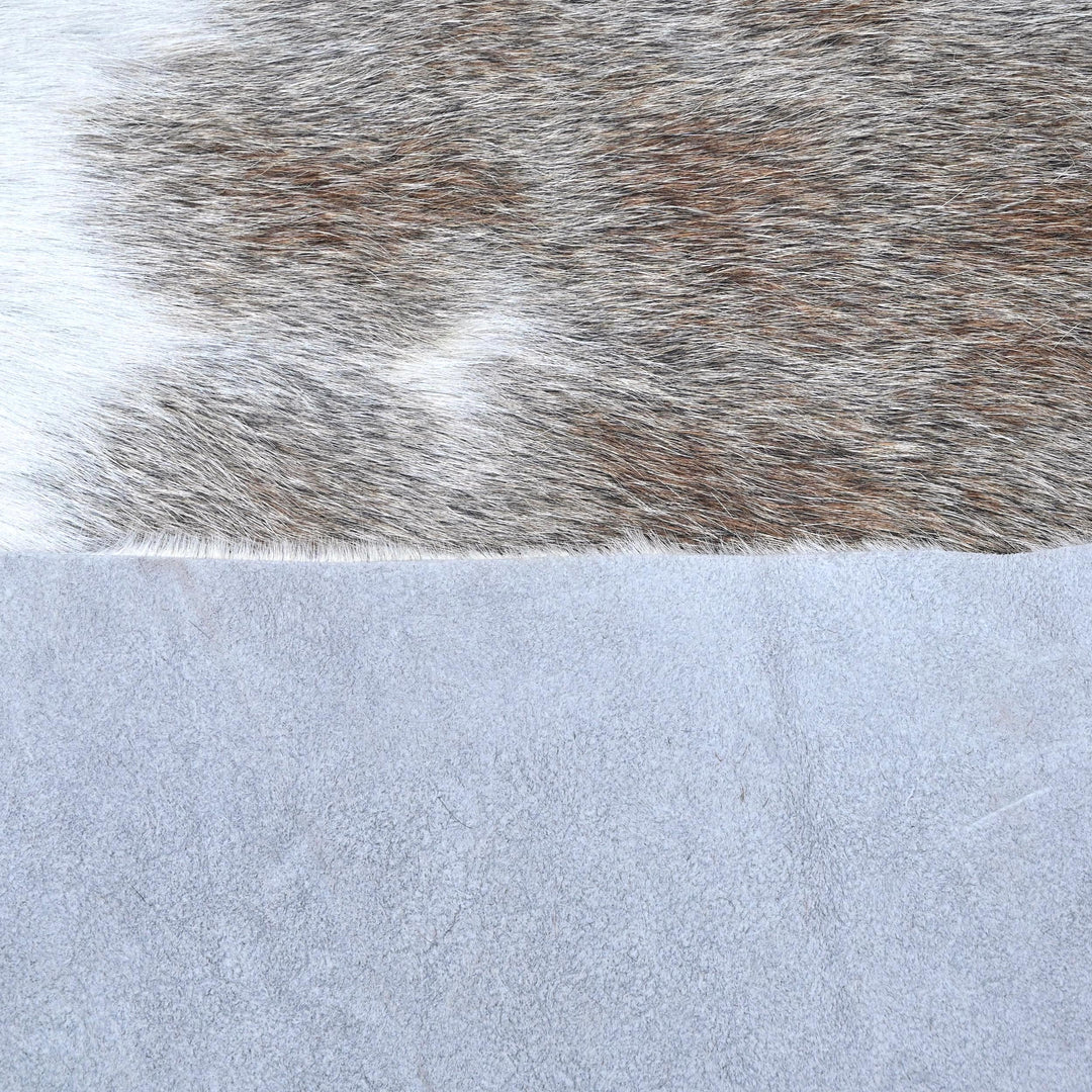 Grey and White Spotted Cowhide Rug 4.5x4.5 FT