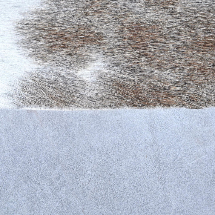Grey and White Spotted Cowhide Rug 4.5x4.5 FT