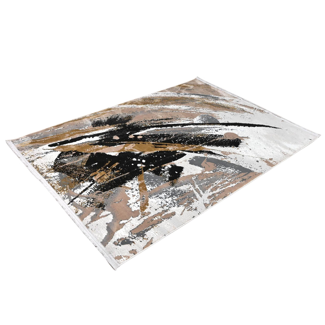 Beige Abstract Turkish Rug 4x6 FT