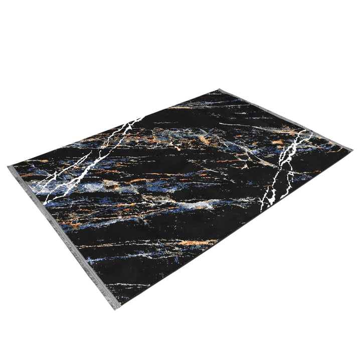 Black Abstract Turkish Rug 4x6 FT
