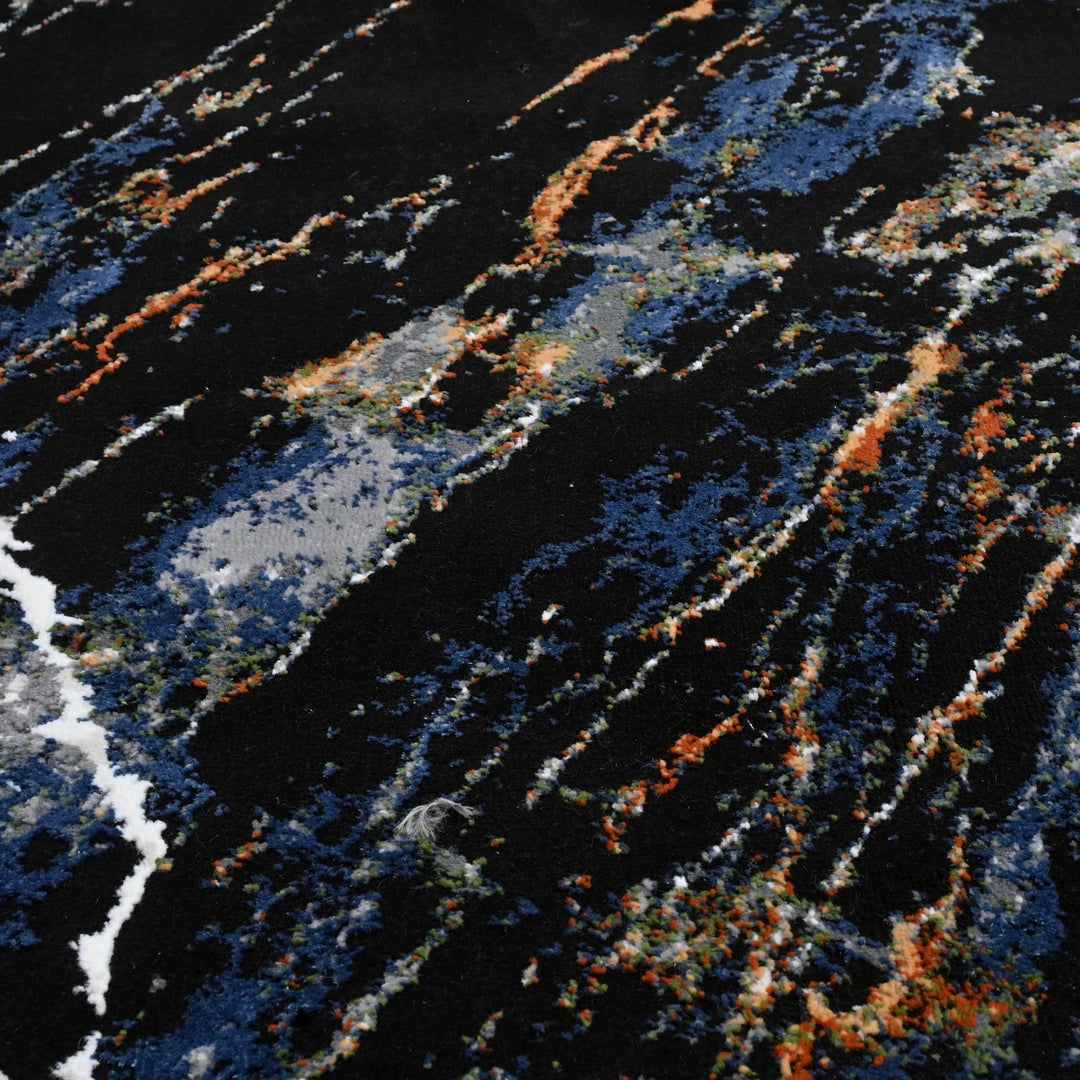 Black Abstract Turkish Rug 4x6 FT