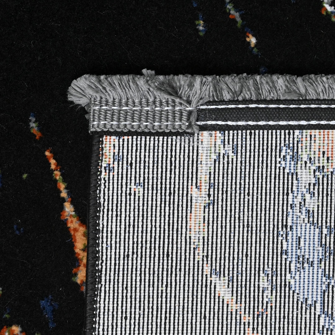 Black Abstract Turkish Rug 4x6 FT