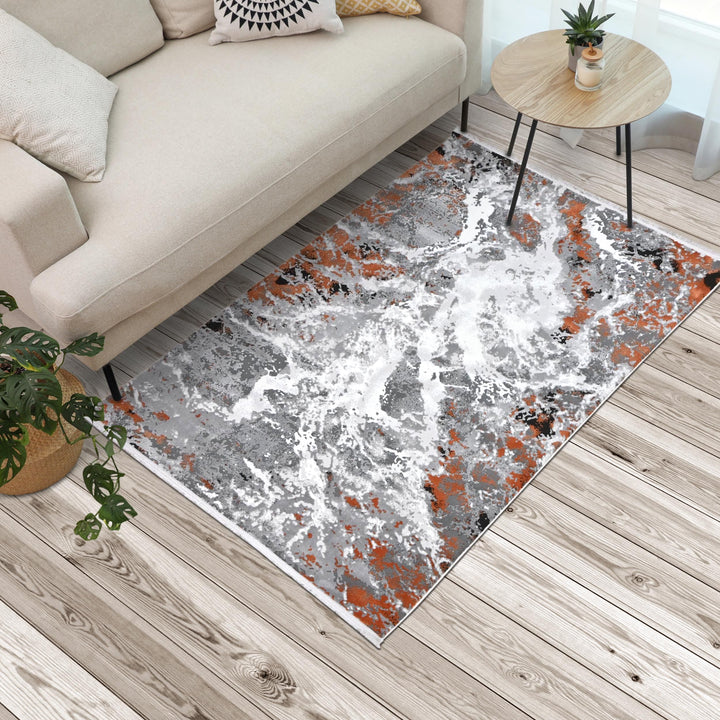 Grey Abstract Turkish Rug 4x6 FT